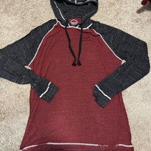 BKE Men's Maroon and Charcoal Hooded Sweater